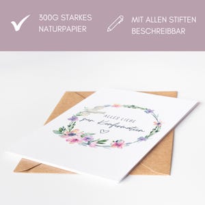 Konfirmationskarte Mädchen floral, Glückwunschkarte zur Konfirmation mit Blumen, Geschenk Konfirmation Friedenstaube, Aquarell Grußkarte