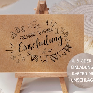 Einladungskarte Einschulung Kraftpapier Schulanfang Einladung Set zum Ausfüllen Nachhaltige Einladung Schuleinführung Junge Mädchen
