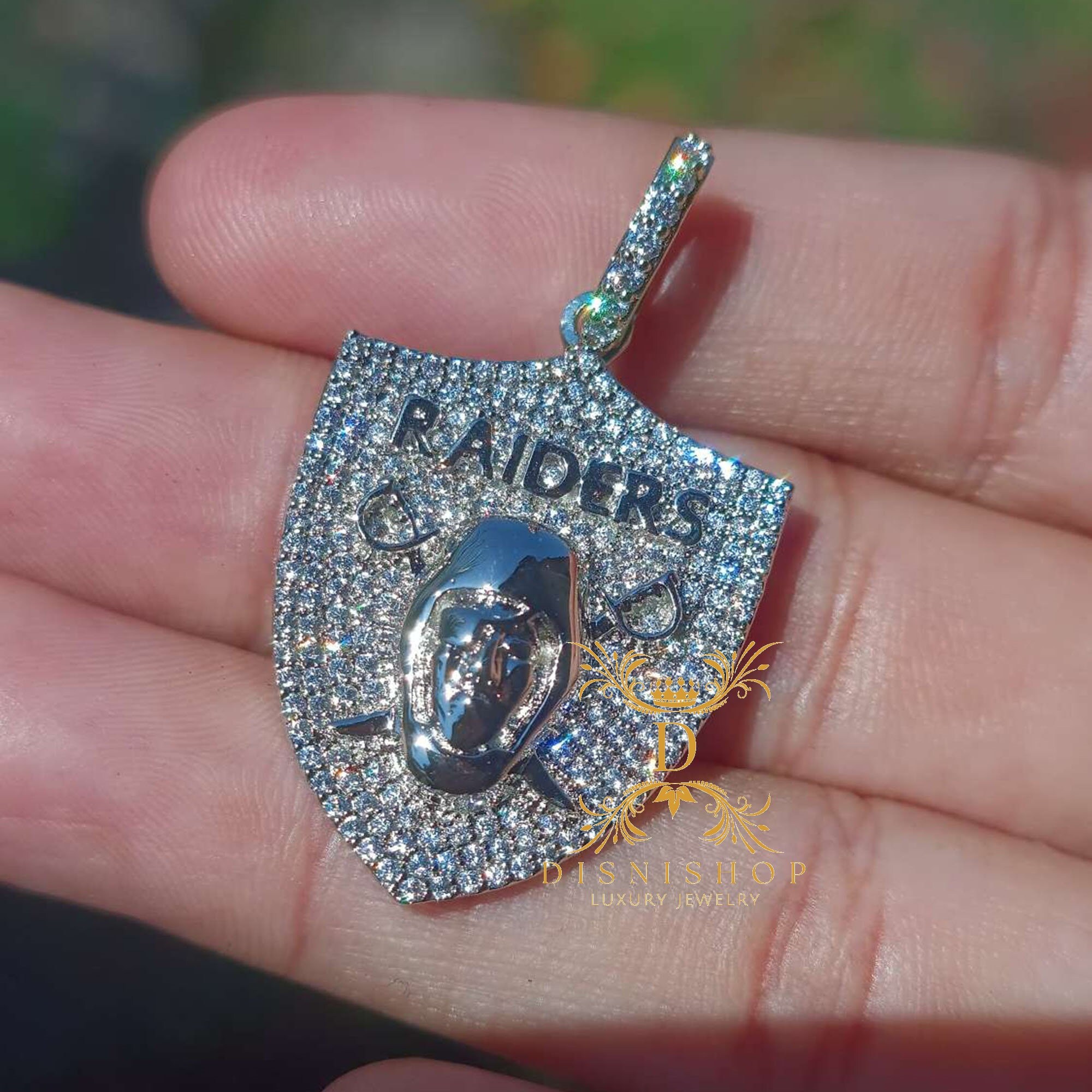 Oakland Raiders Charm Sports Custom Pendant 14k Black Gold Trendy