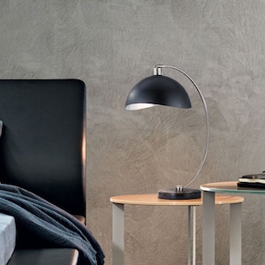 Luna Bella Table Lamp - 28", Antique Nickel, Matte Black/Silver-Leaf Shade, Marble Base, Dimmer Switch