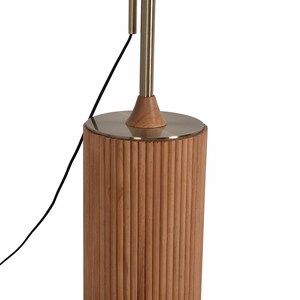 Tambo Arc Floor Lamp – Natural Ash Wood, Weathered Brass, Linen Shade image 10
