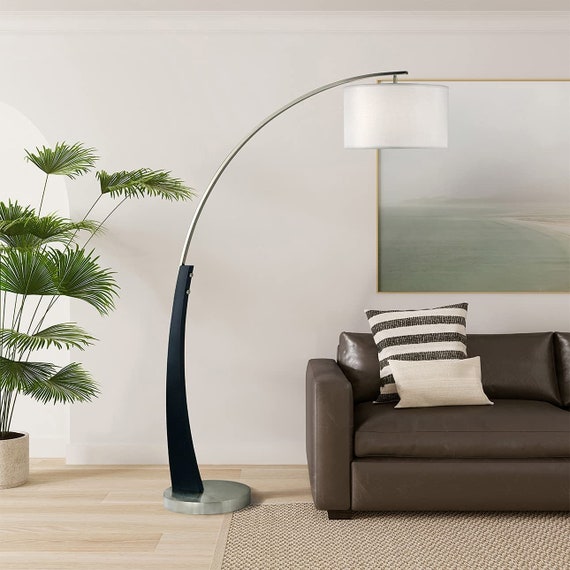 Plimpton 72 1 Light Arc Floor Lamp Espresso Wood and Brushed