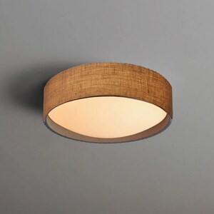 Moonlight 16" diameter Flush Mount Ceiling Light - Domed Diffuser, Burlap, Dimmer Switch