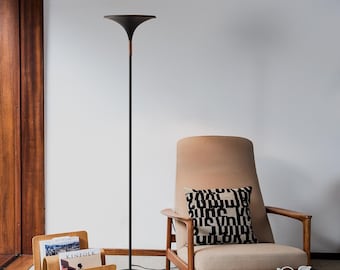 Mid-century Modern Lodi Torchiere Floor Lamp: Hammered Gold Shade