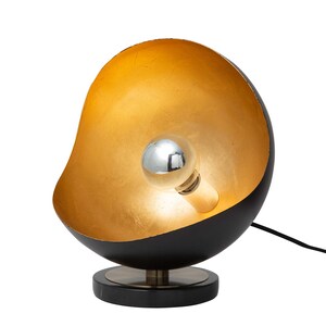Luna Bella Accent Table Lamp - Black & Gold-leaf shade, Weathered Brass, Black Marble Base
