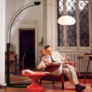 Morelli Arc Floor Lamp 84 Satin Nickel Black Dimmer Switch V