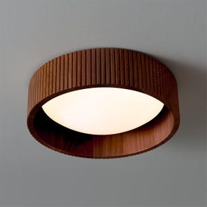 Tambo 14"D Flush Mount Ceiling Light - Domed Diffuser, Weathered Brass, Dark Walnut, Dimmable