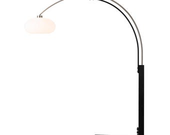 Morelli Arc Floor Lamp - 84&quot;, Satin Nickel & Black, Dimmer Switch, V-base