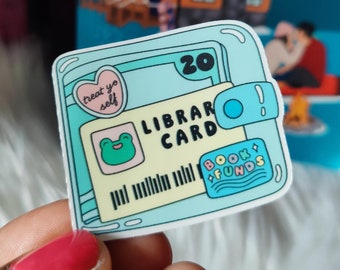 Library Card Sticker – Bookish Reading Club Vinyl Decal, Pastel Aesthetic for Book Lovers, Kindle and Water Bottle Book Lover Stickers