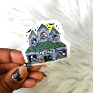 Haunted Library Sticker: Spooky Bookish Kindle, Water Bottle Horror Reader Vinyl, Dark Academia Book Lover Merch