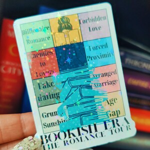 Bookish Romance Tour Sticker, Bookish Kindle Decals, Holographic Water Resistant Bottle Stickers for Gifts for Romance Readers