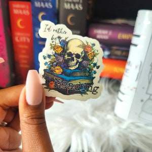 Bookish Skull Sticker: I&#39;d Rather Be Reading, Holographic Kindle Sticker