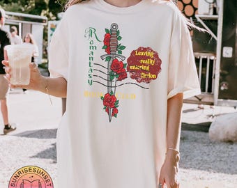 Romantasy Book Club Comfort Colors T‑Shirt – Leaving Reality Entering Fiction Aesthetic | Soft Vintage‑Style Reading Shirt | Book Lover Gift