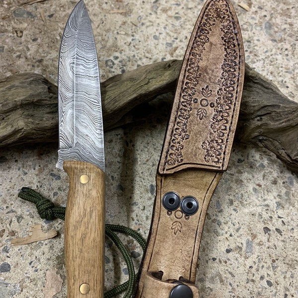 REDUCED Damascus drop point knife