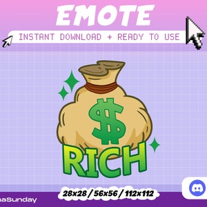 RICH MONEY Emote, Twitch Emote, Discord Emote, Money Twitch Emote, Rich Emotes, Meme Emotes, Twitch Meme Emotes