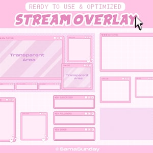 Stream Overlay Package Twitch, Pink Twitch Stream Package, Pink Pastel Colour , Aesthetic Windows Overlay, Cute Kawaii Overlay for Twitch