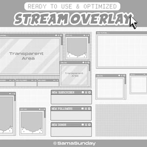 Stream Overlay Package Twitch, Twitch Stream Package, Ash Gray Overlay, Ash Gray Aesthetic Windows Pixel Overlay, Cute Kawaii Overlay, Cozy
