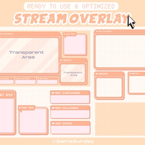 Stream Overlay Package For Twitch, Cute Aesthetic Overlay, Kawaii Twitch Overlay, Peach Colour Overlays, Cute Twitch Stream Package, Peach
