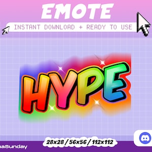 Hype Emote, Twitch Emote, Discord Emote, Youtube Emote, Streamer Emote, Regenbogen Hype Emote, Hype Text Emote Twitch, Gaming Emote