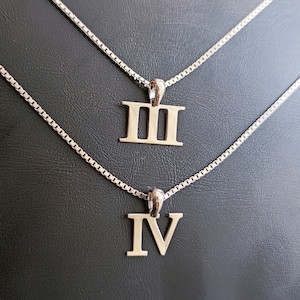 Personalized Roman Numerals Necklace, Custom Date Pendant,  Christmas Gifts, Birth Year Necklace, Roman Numeral 3 Necklace, Number Necklac