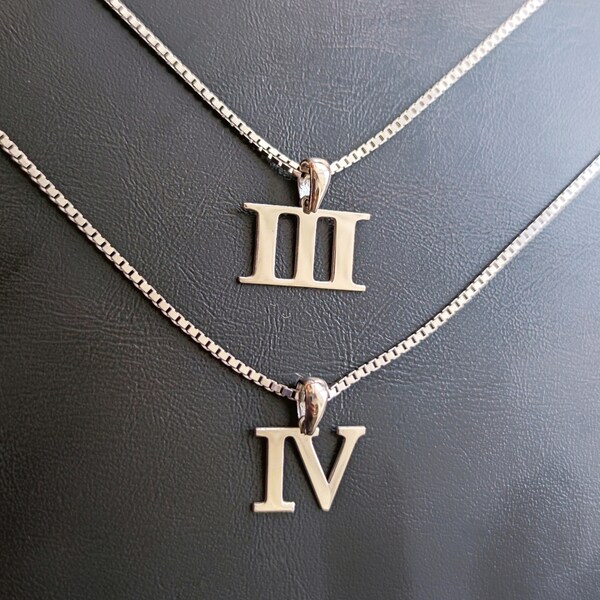 Personalized Roman Numerals Necklace, Custom Date Pendant,  Christmas Gifts, Birth Year Necklace, Roman Numeral 3 Necklace, Number Necklac