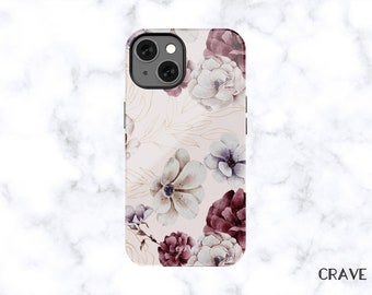 Pink Floral Phone Case, Spring Phone Case, Custom Case for iPhone 14 13 12 11 X MagSafe Samsung Galaxy S21 Plus, S20 Note 20, Gift for her