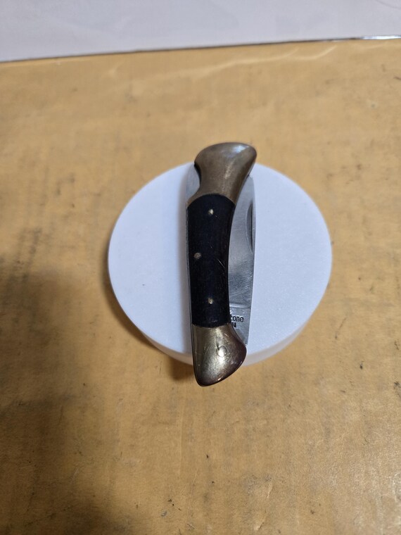 Shirstone Lock Blade Pocket Knife Single Blade, 3 pins, Brass Bolsters 1974-1986