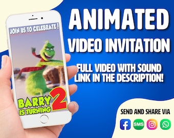 The Grinch Birthday Video invitation, Grinch Party invites, Grinch Party Invitation, Grinch Video Invitations, Grinch video invite, Grinch