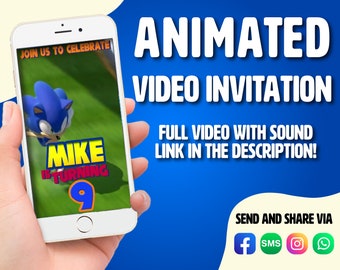 Sonic Birthday Video invitation, Sonic Party invites, Sonic Party Invitation, Sonic Video Invitations, Sonic video invite, Sonic birthday