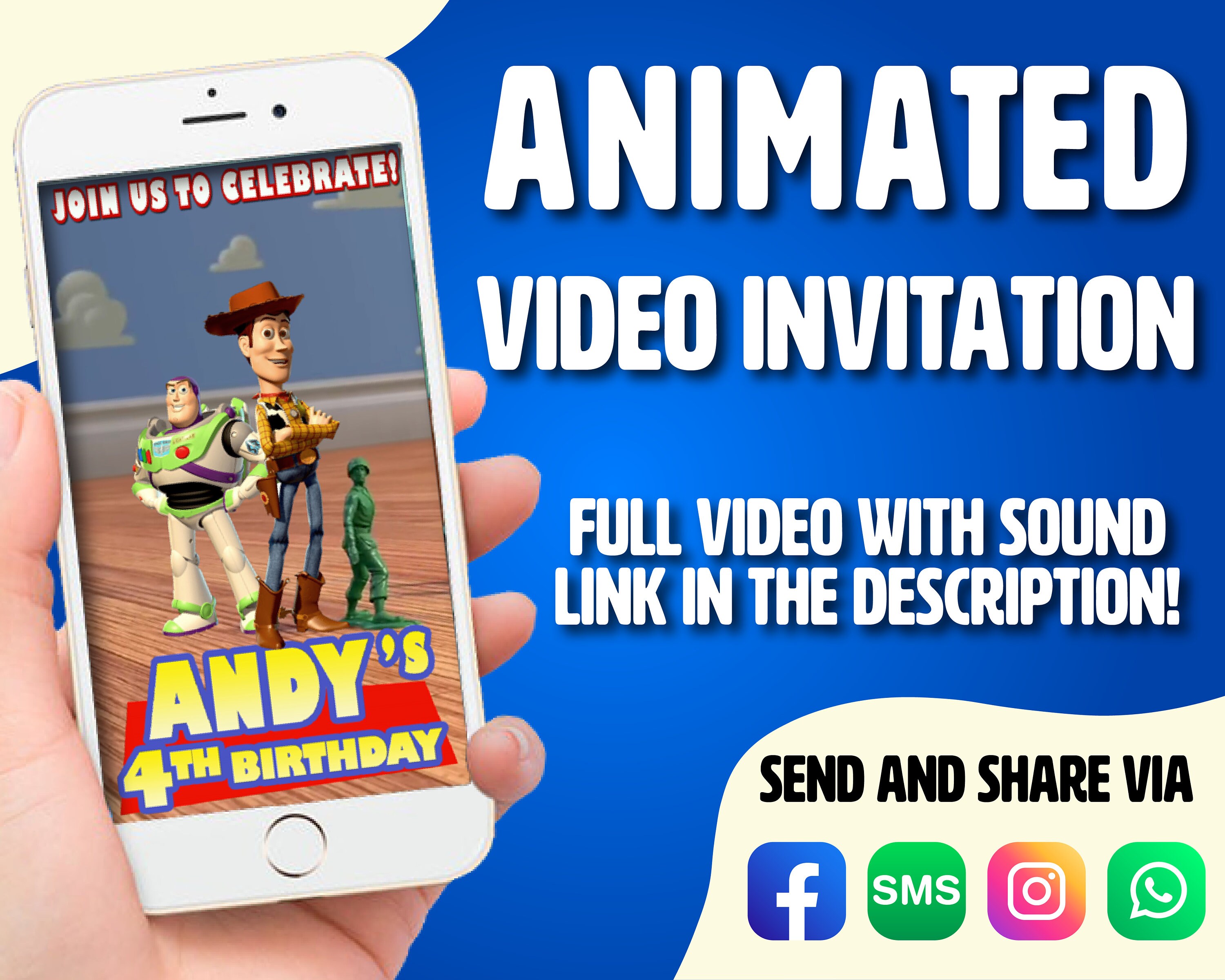 Toy Story Invite Toy Story Party invite Toy Story Invitation Toy Story Birthday Invite Toy Story Animated invitation Toy