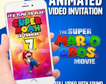 Invitación de VIDEO de Super Mario, video de invitación de cumpleaños de Super Mario, invitación de cumpleaños de Super Mario, película de Super Mario, invitación digital,