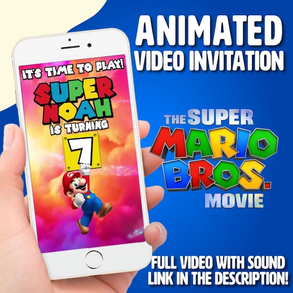 Super Mario VIDEO invitation, Super Mario birthday invitation video, Super Mario Birthday Invitation, Super Mario Movie, Digital Invite,