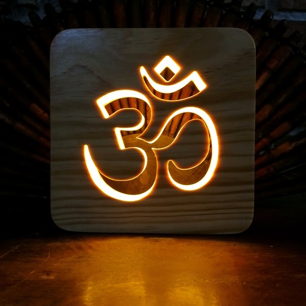 Om Symbol Wooden Night Light -unique gift , Personalized product- Handmade Decorative Night Light, living room , Bedroom Night Light, Aum