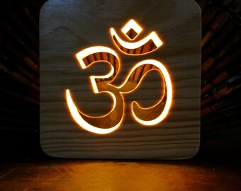 Om Symbol Wooden Night Light -unique gift , Personalized product- Handmade Decorative Night Light, living room , Bedroom Night Light, Aum