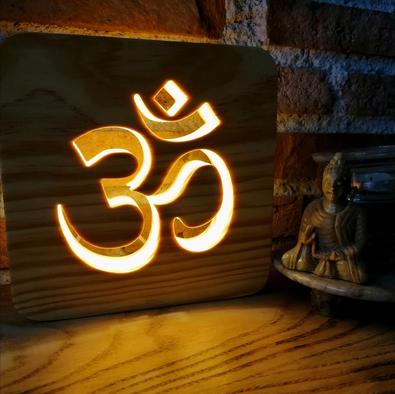 Om Symbol Wooden Night Light unique Gift , Personalized Product