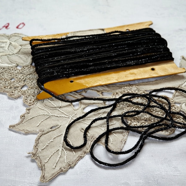 Old braid cord ribbon lace trimmings jet beads XIX sold by the meter