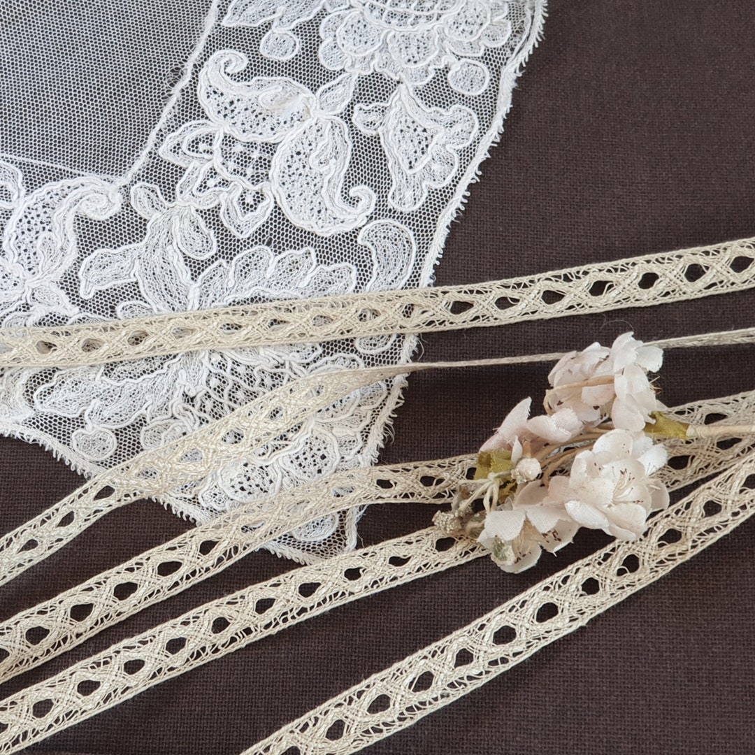 Old Lace Ribbon Braid With Hole in Beige Linen Hole Sold by the Meter ...