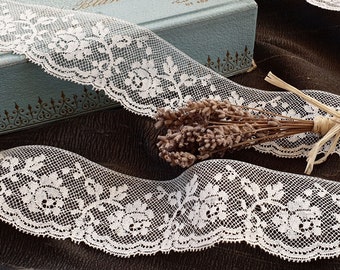 Beautiful old Valenciennes type ecru cotton lace sold by the meter