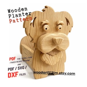 Dog Planter Scroll Saw Pattern | Animal Flower Box Woodworking Plans (PDF, SVG, DXF)