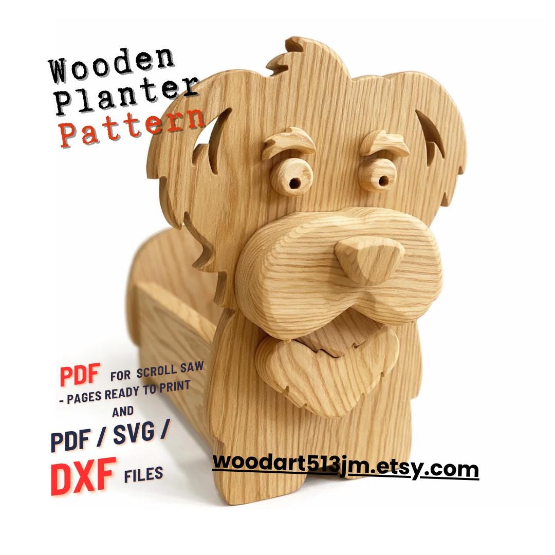 Dog Planter Scroll Saw Pattern | Animal Flower Box Woodworking Plans ...