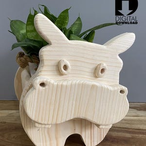 Holzbearbeitung Pflanzkasten Pläne - Einfaches Dekupiersäge Muster , Tier Design für Haus & Garten Dekor | Nilpferd