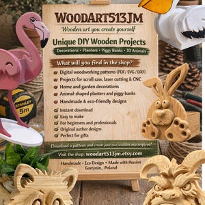 Wooden Animal Money Box | Planter Box | Digital Plans | Scroll Saw (PDF|SVG|DXF) image 16
