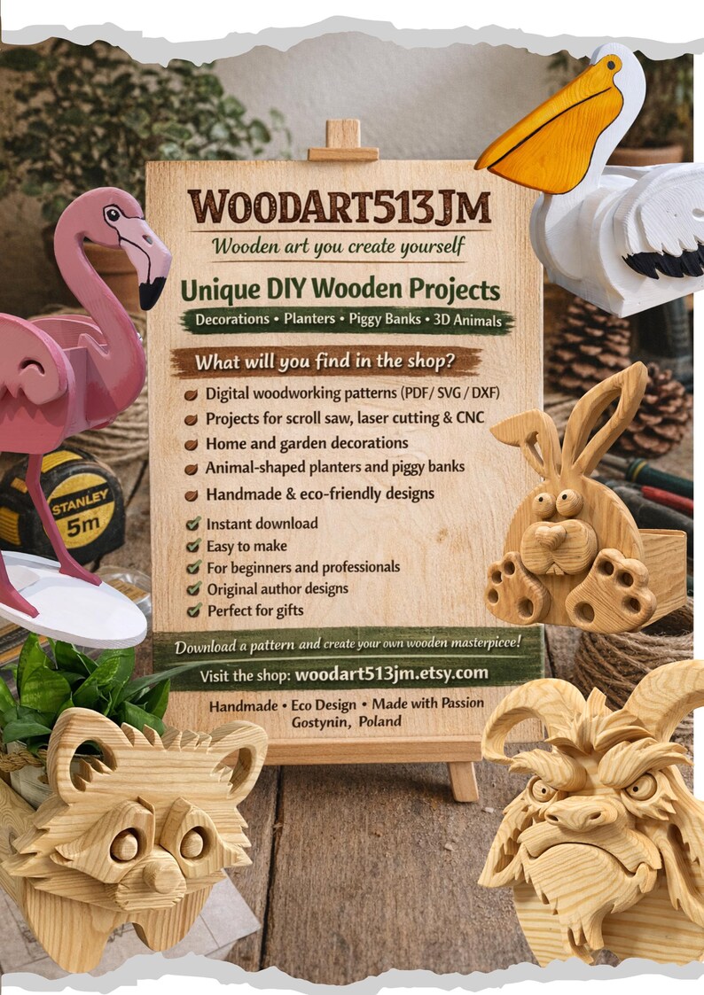 Wooden Animal Money Box | Planter Box | Digital Plans | Scroll Saw (PDF|SVG|DXF) image 16