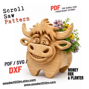 Wooden Bull Design for Unique Home & Garden Decoration | PDF | SVG | DXF | Scroll Saw Pattern