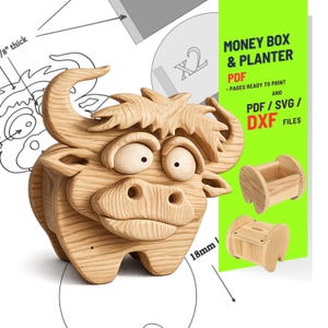 Holzbearbeitungs Stier no.5 Design für Einzigartige Haus & Garten Dekoration | PDF | SVG | DXF | Dekupiersäge