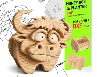 Woodworking Bull no.5  Design for Unique Home & Garden Decoration | PDF | SVG | DXF | Scroll Saw