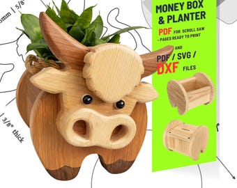 Diseño de toro de carpintería para una decoración única del hogar y el jardín / PDF / SVG / DXF / Sierra de calar