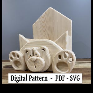Scroll Saw Valentine Bear Planter Pattern: Animal Box, Wooden Decoration (PDF, SVG)