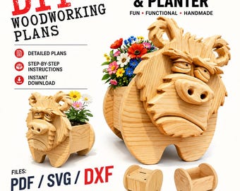 Woodworking Bear no.4 Design for Unique Home & Garden Decoration | PDF | SVG | DXF | Scroll Saw