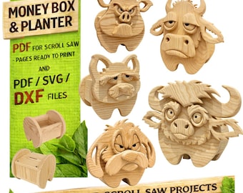 Animal Planter Box Scroll Saw Patterns: Diy Woodworking Plans (PDF, SVG, DXF) set no 9